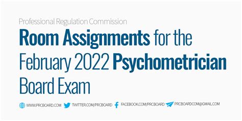 review center for psychometrician|ROOM ASSIGNMENTS: February 2022 Psychometrician Licensure Exa.